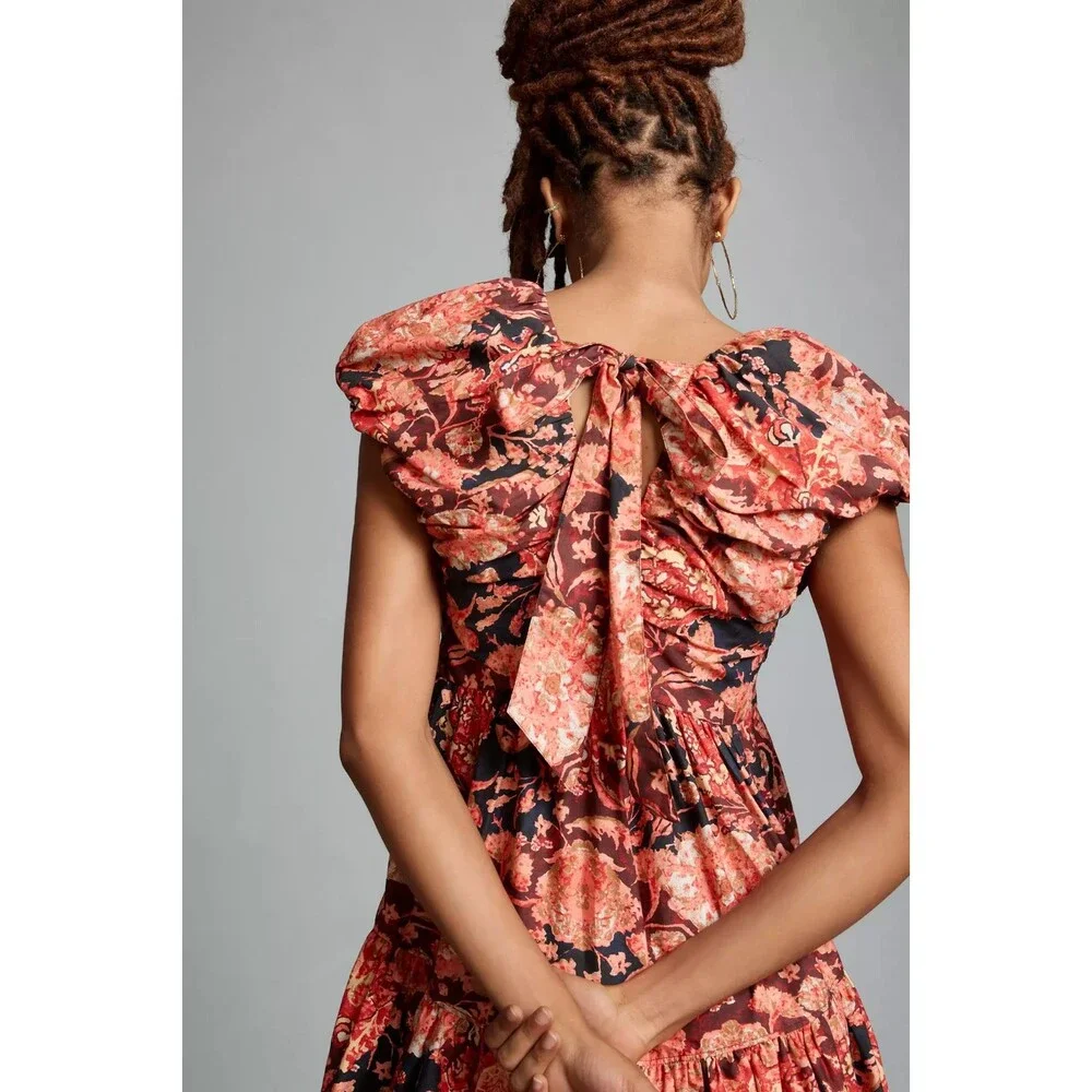 Anthropologie Printed V-Neck Babydoll Dress US 16P NEW